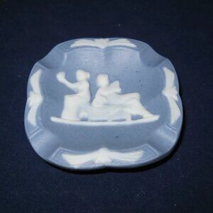 Vintage Occupied Japan Blue & White Greece Figure Soap Dish Jasperware Ashtray